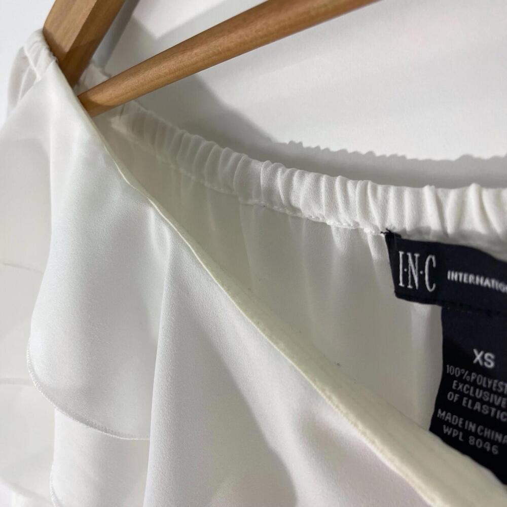 INC International Concepts Women’s Size XS Washed White Off the Shoulder Blouse - Picture 7 of 12
